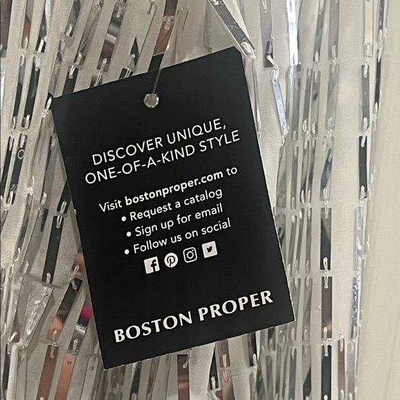 NWT-Boston Proper White Blouse with Silver Accents - Picture 9 of 13